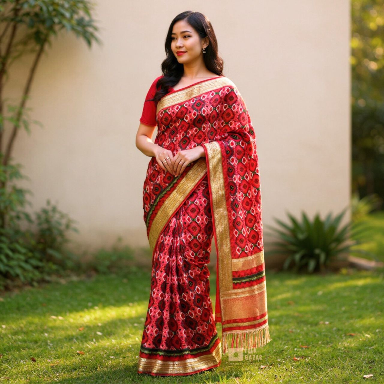 Dhaka Saree with Blouse Piece