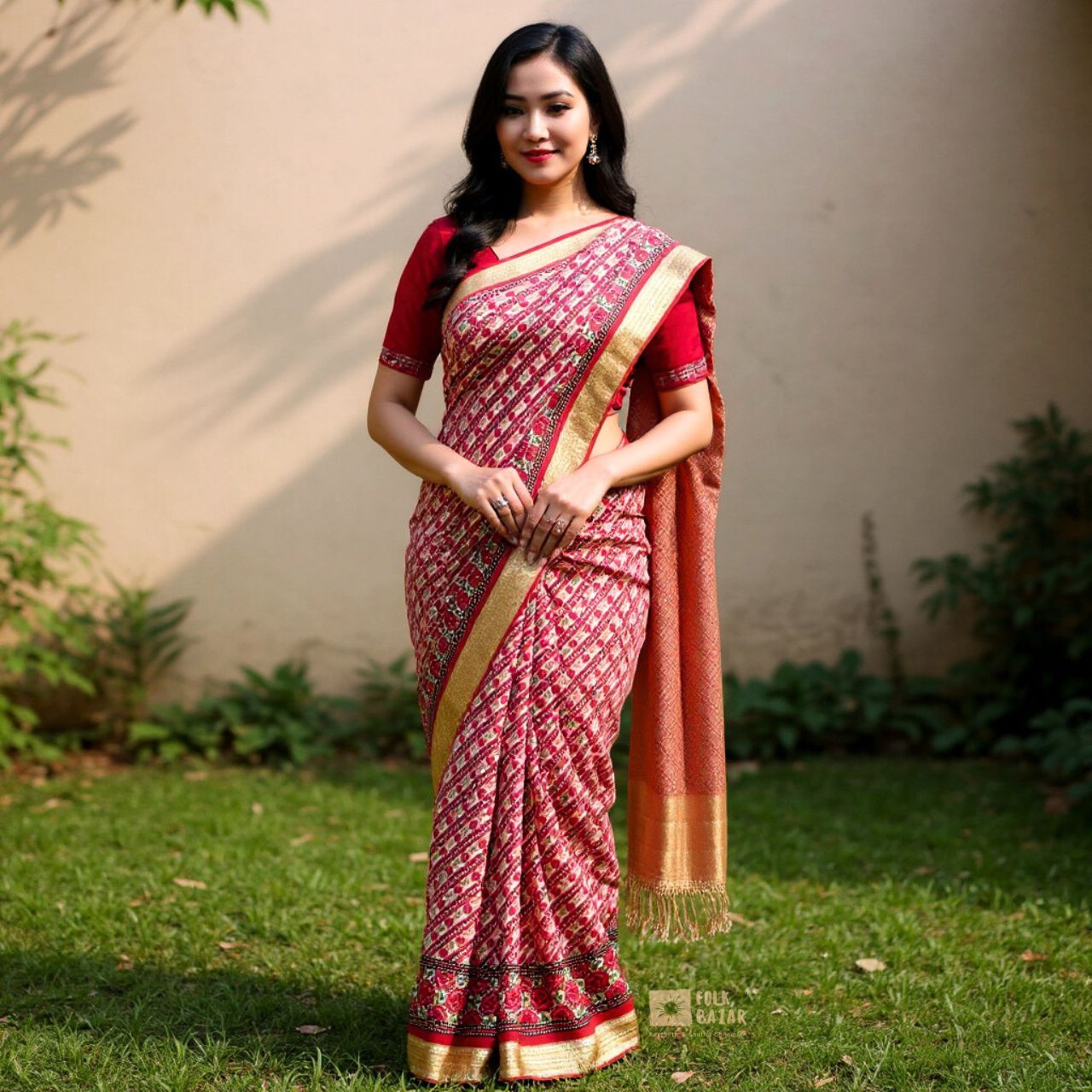 Dhaka Saree with Blouse Piece