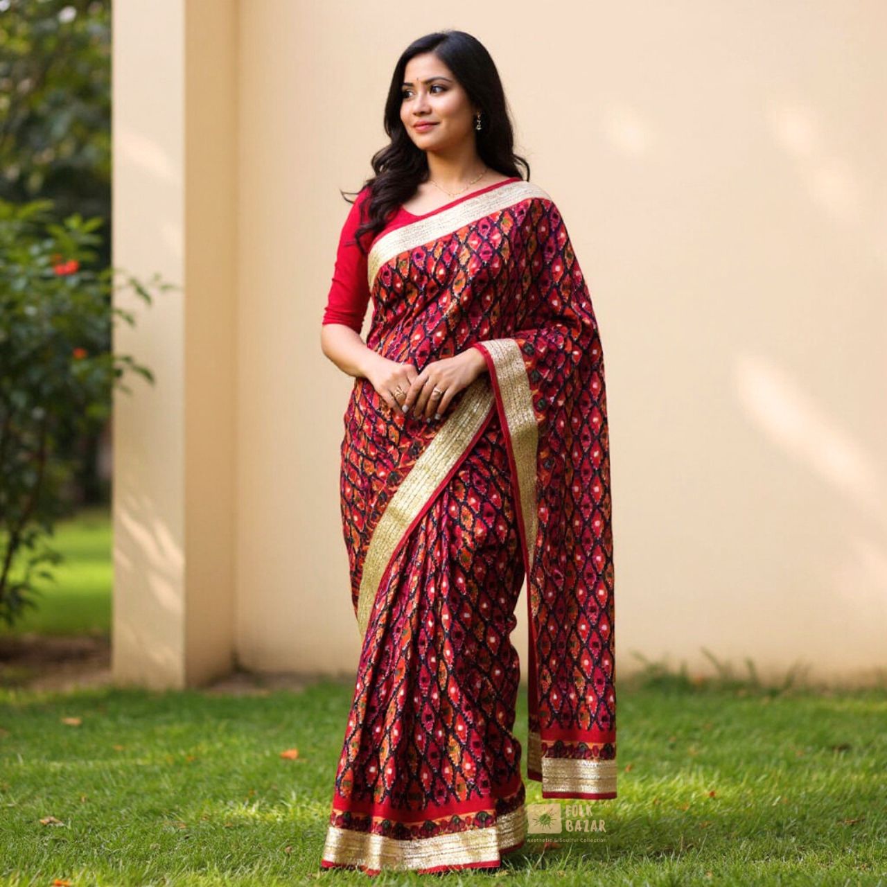 Dhaka Saree with Blouse Piece