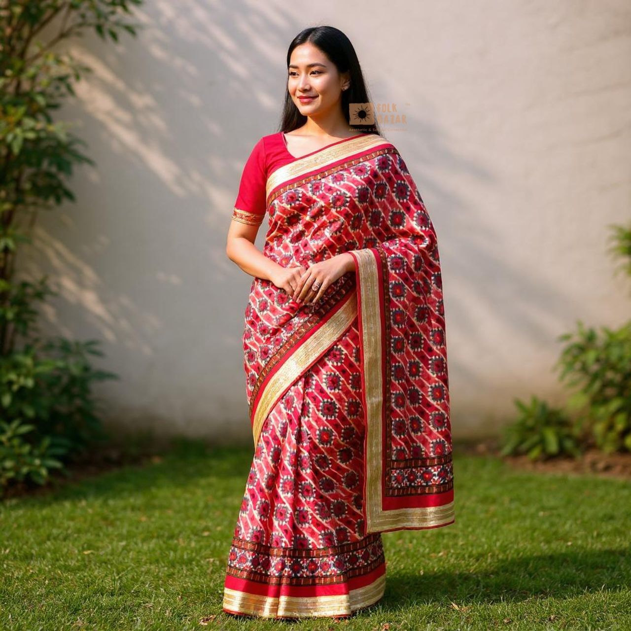 Dhaka Saree with Blouse