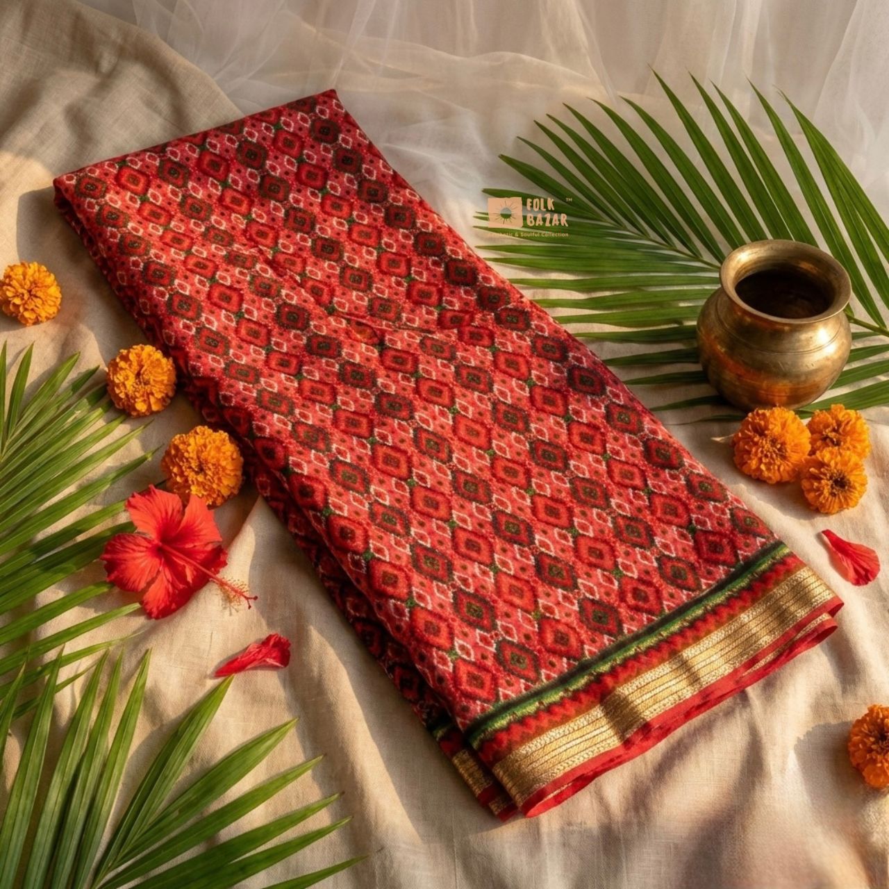 Dhaka Saree with Blouse Piece