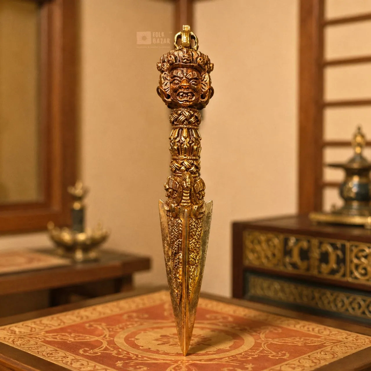 Fine Carved Copper Phurba