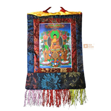 Gautama Buddha - Brocade Computer Canvas Printed Thangka