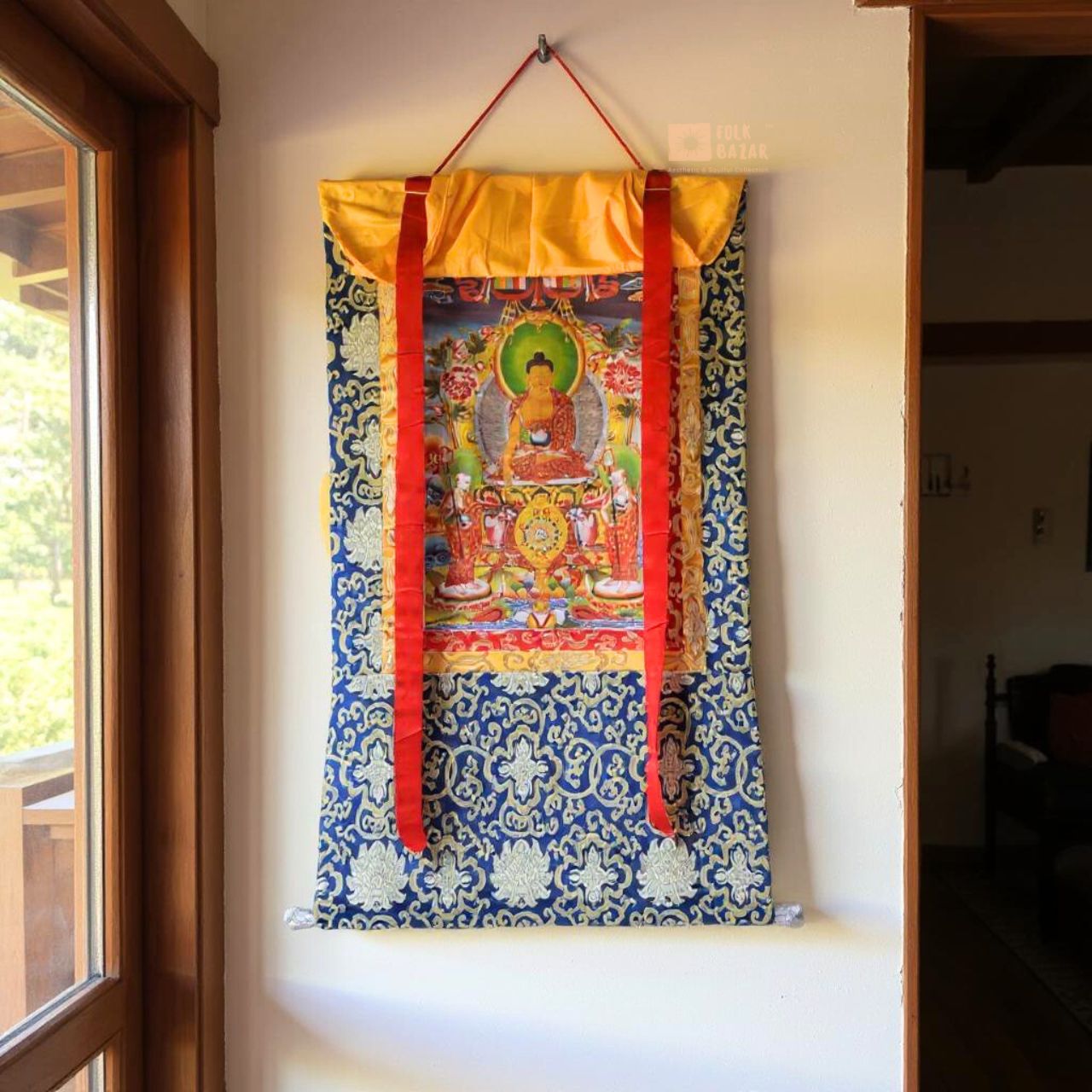 Gautama Buddha - Brocade Computer Canvas Printed Thangka