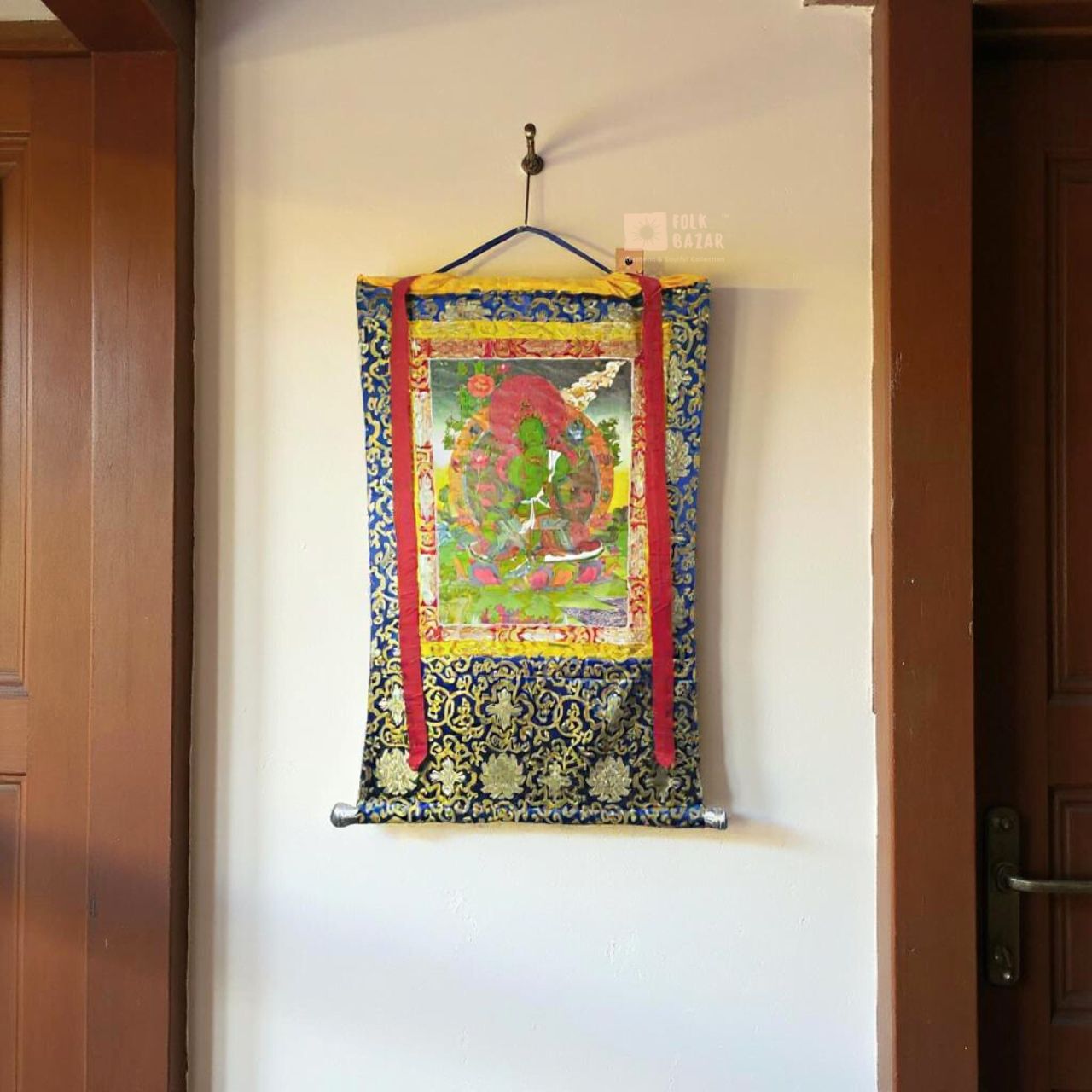 Green Tara - Brocade Computer Canvas Printed Thangka