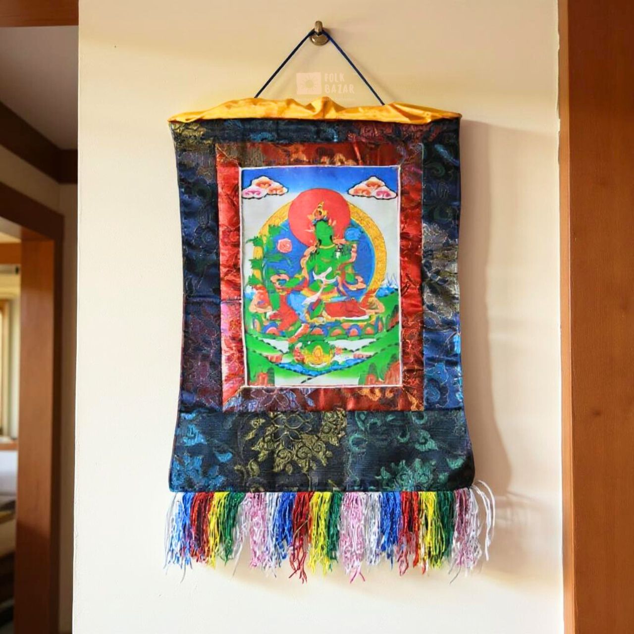 Green Tara - Brocade Computer Canvas Printed Thangka