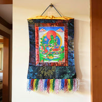 Green Tara - Brocade Computer Canvas Printed Thangka