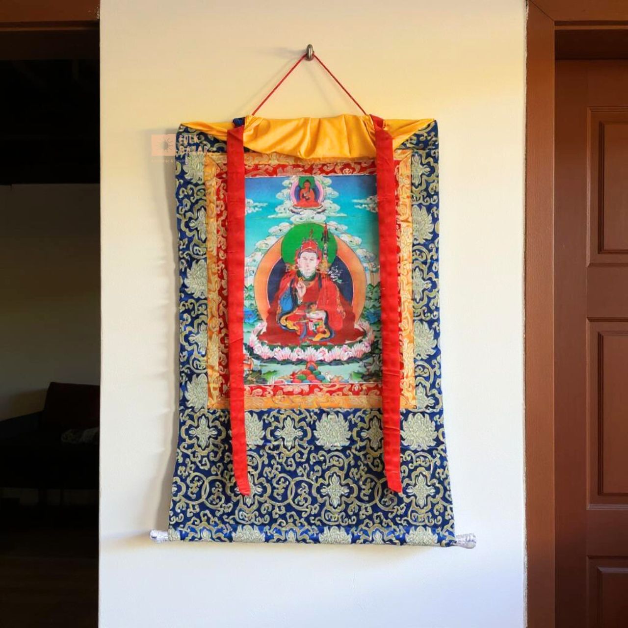 Guru Padmasambhava - Brocade Computer Canvas Printed Thangka