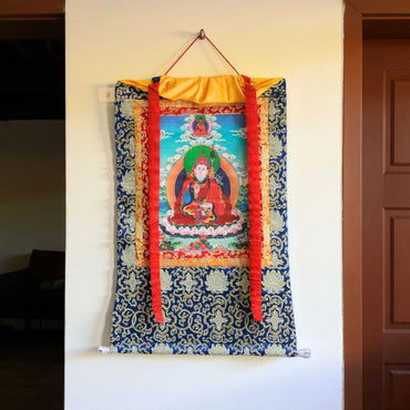 Guru Padmasambhava - Brocade Computer Canvas Printed Thangka