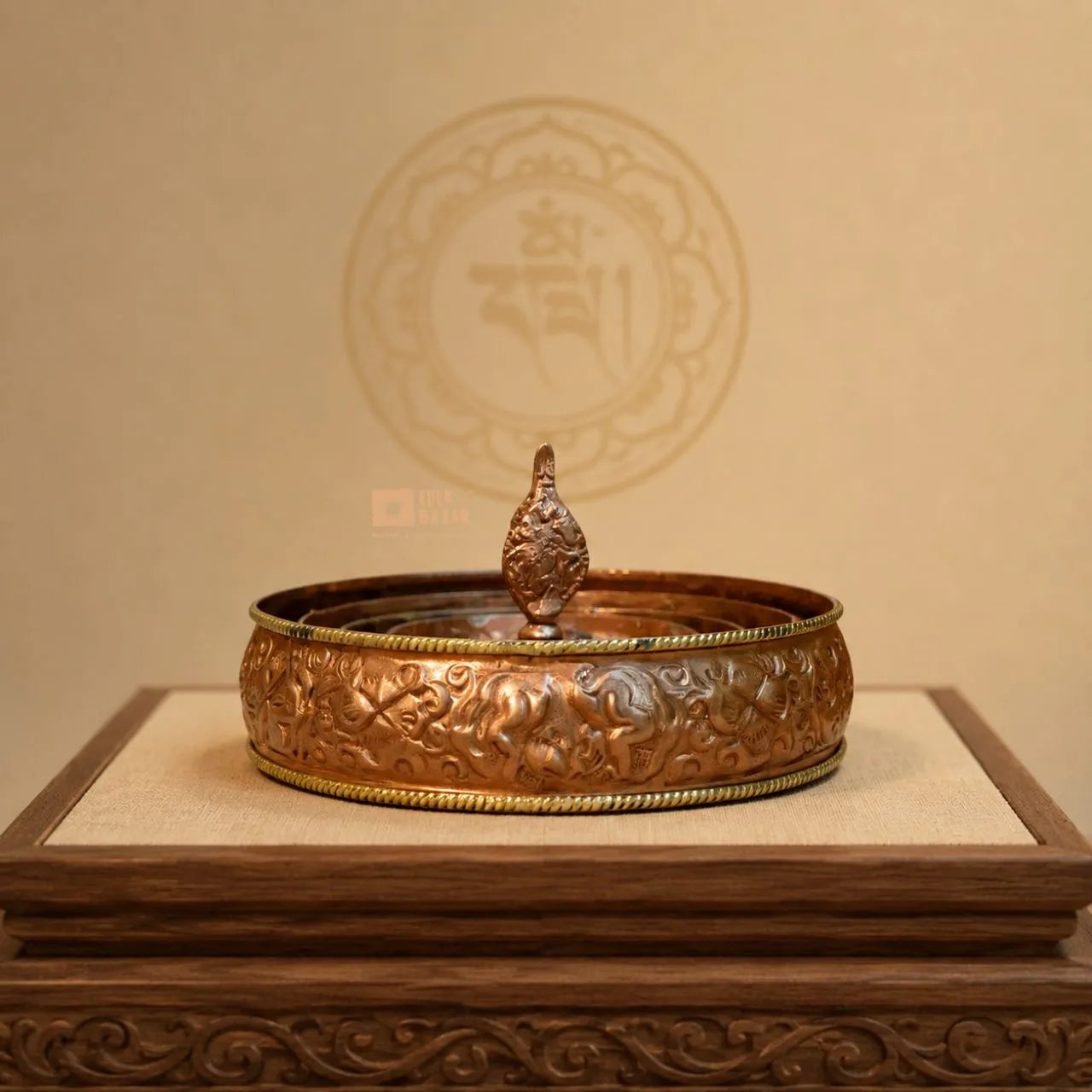 Hand Carved Copper Mandel (Mandala)