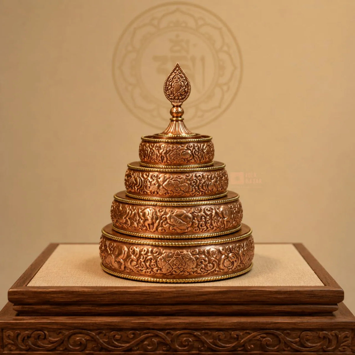 Hand Carved Copper Mandel (Mandala)