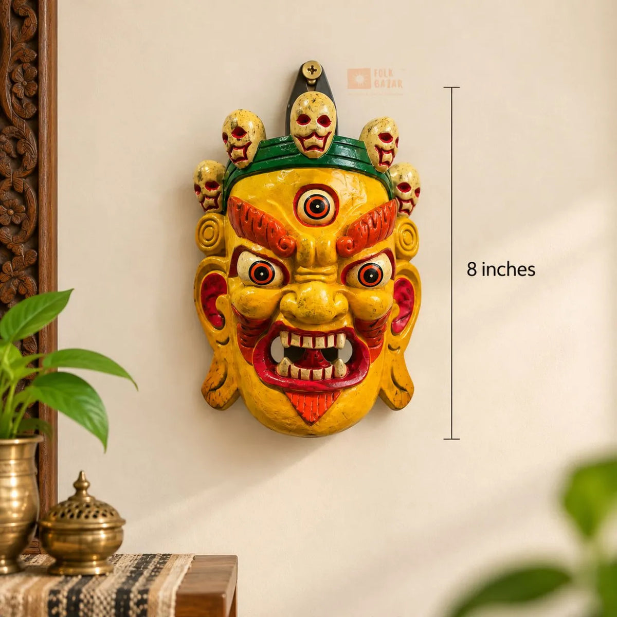 Handcrafted Wooden Mahakala Wall Hanging