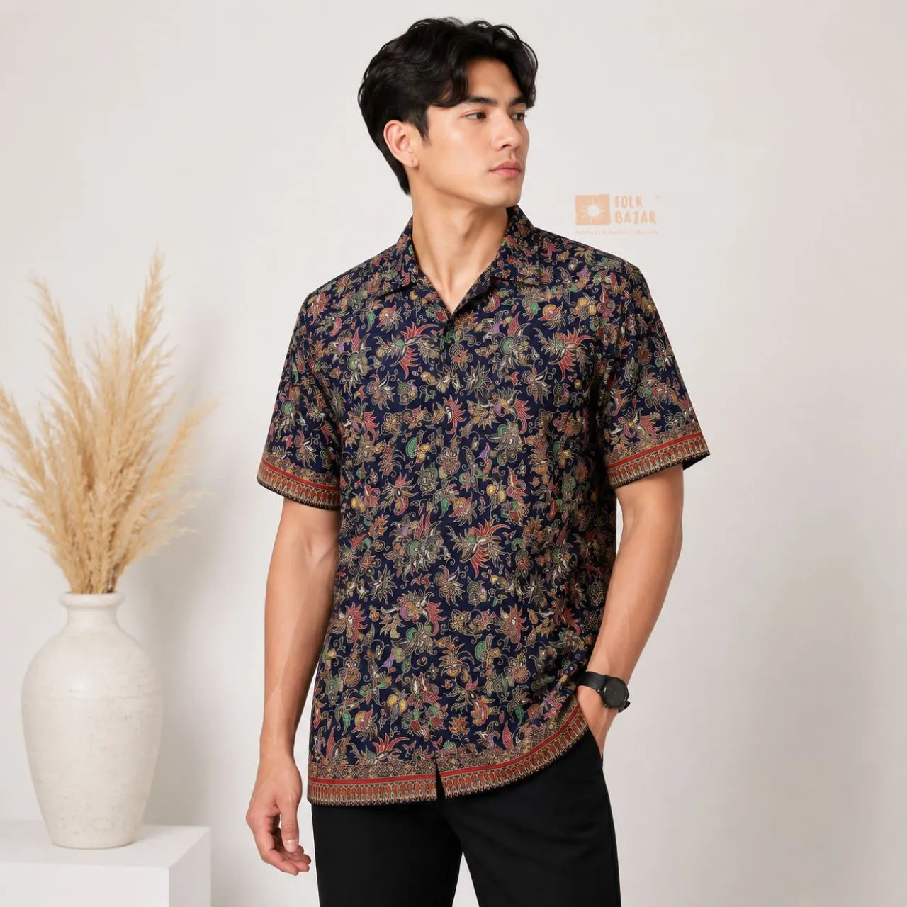 Himalayan Floral Shirt - Dark Blue