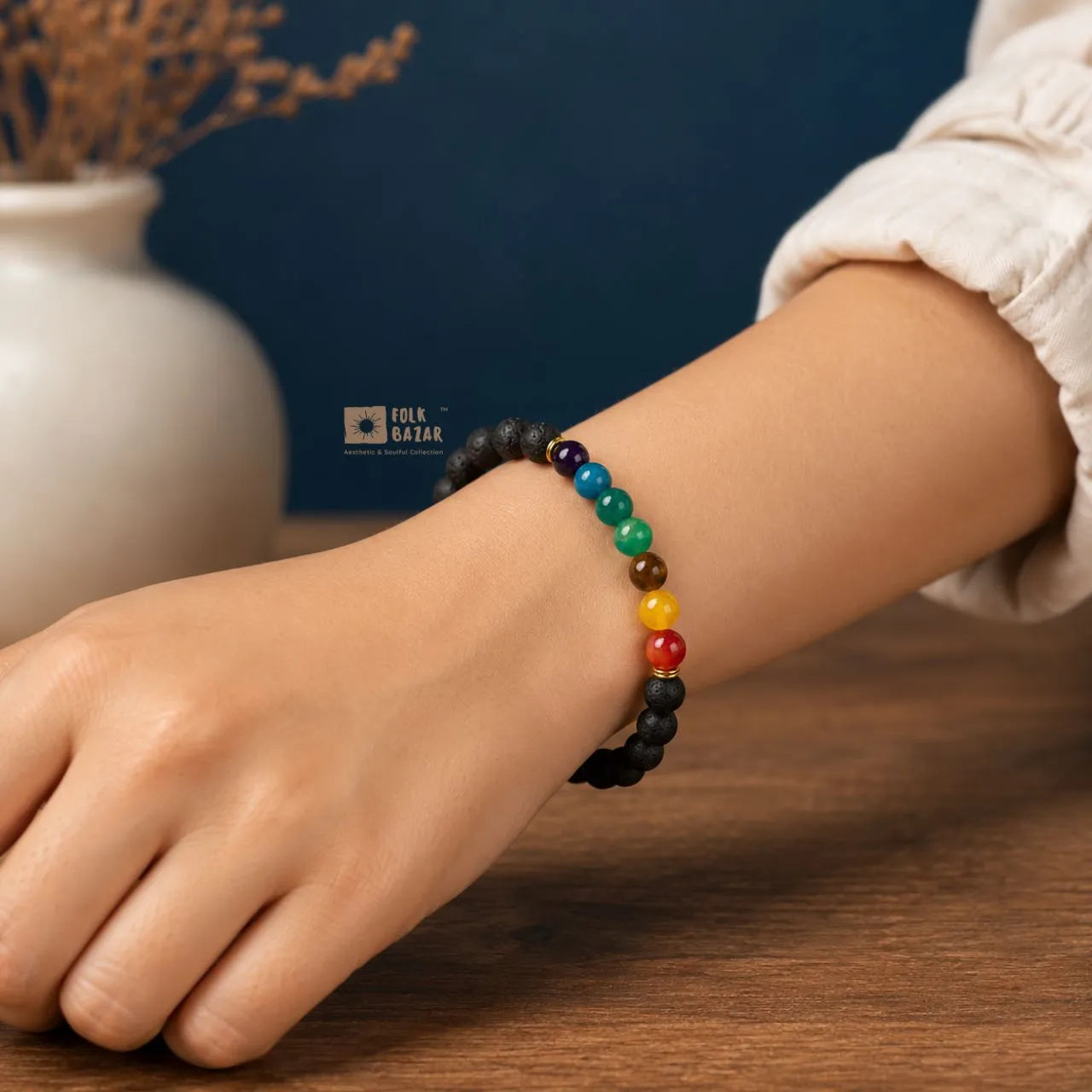 Lava and 7 Chakra Bracelet