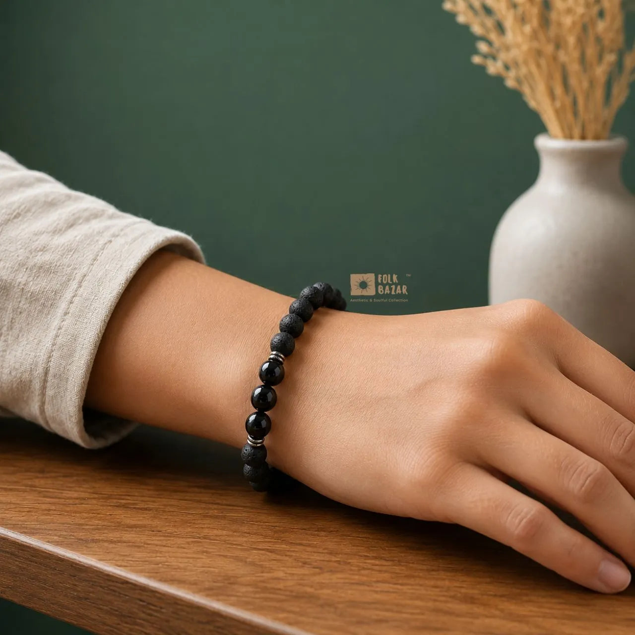 Lava and Hematite Bracelet