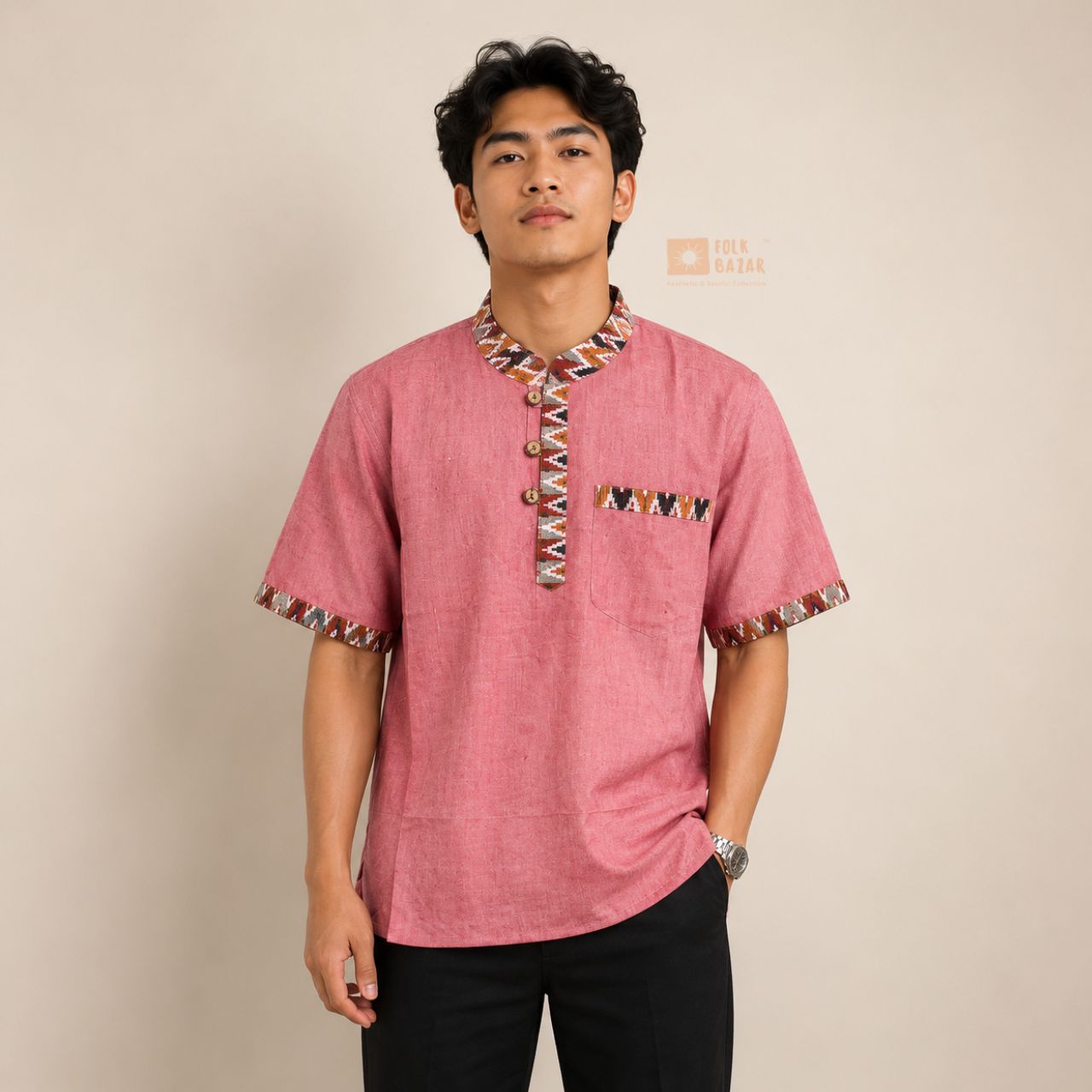 Men Limbu Shirt - Pink