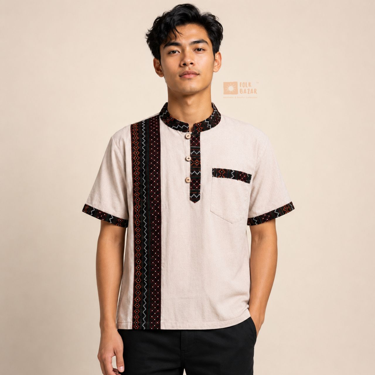 Men Newari Shirt - White