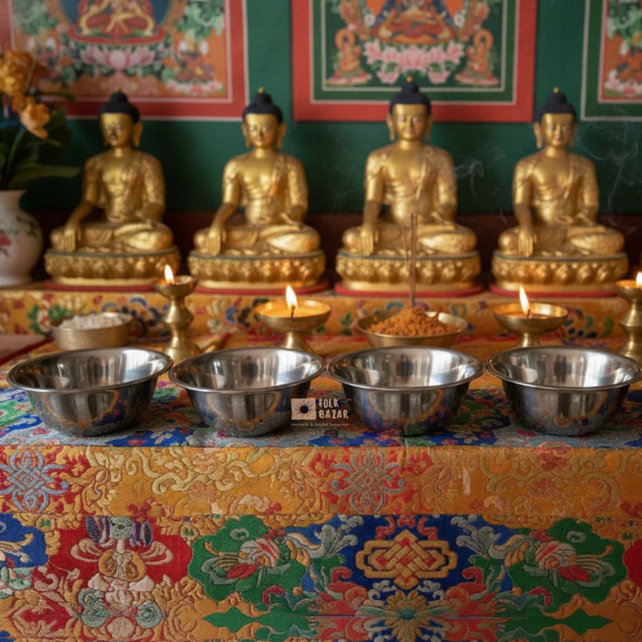 Plain Steel Ting (Offeringbowl) (Set of 7)