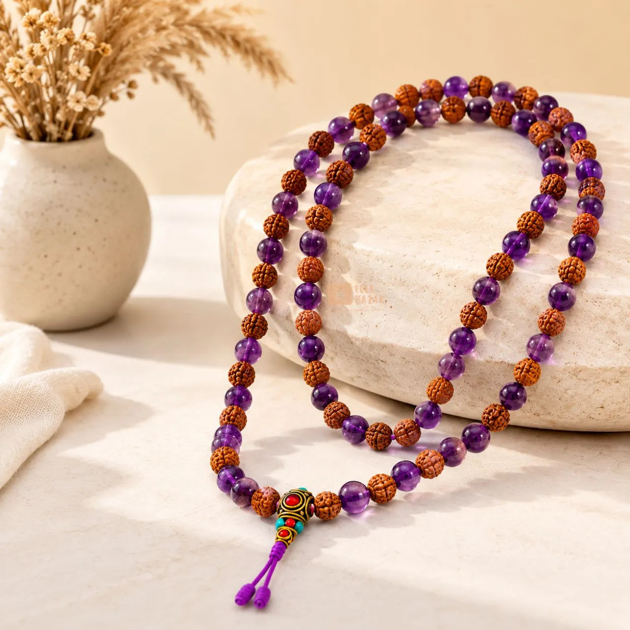 Rudraksha Amethyst Japa Mala