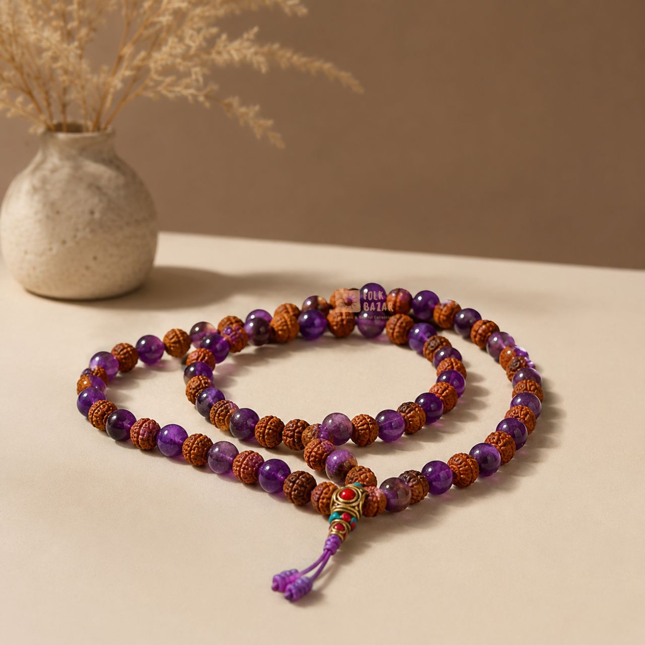 Rudraksha Amethyst Japa Mala