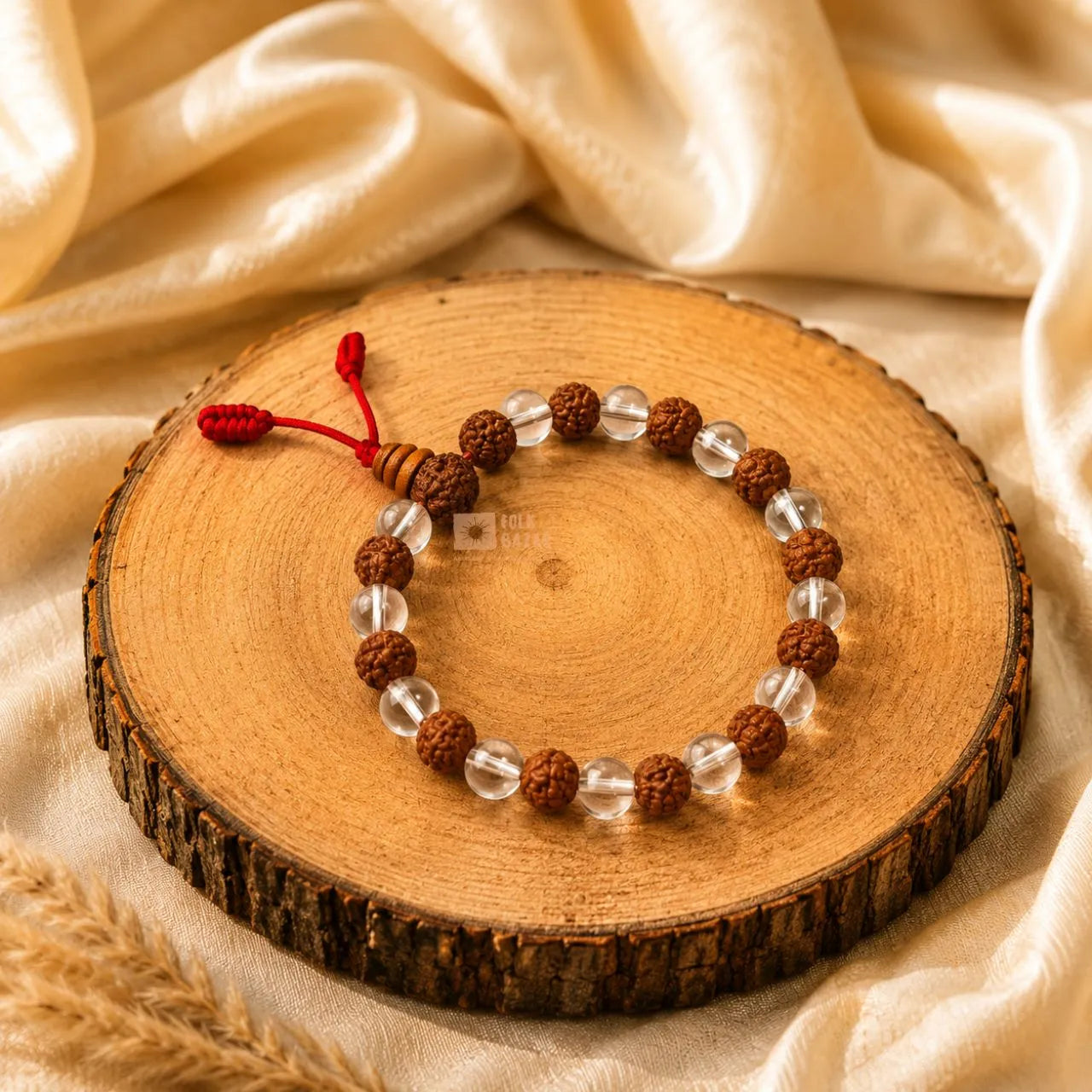 Rudraksha and White Quartz Bracelet