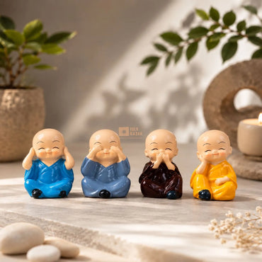 Set of 4  Monk Figures