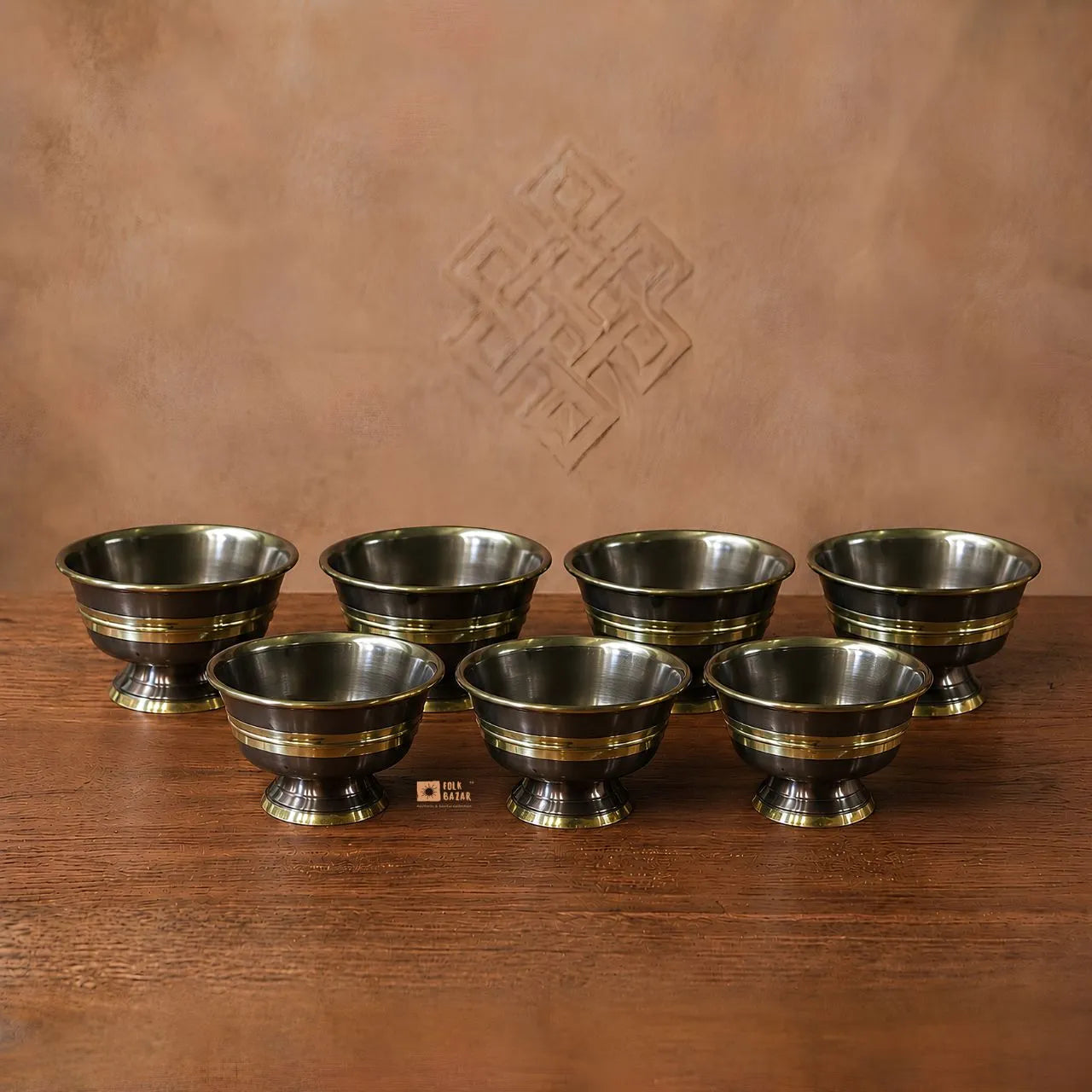 Special Brass Ting (Offering Bowl) with Base (Set of 7)