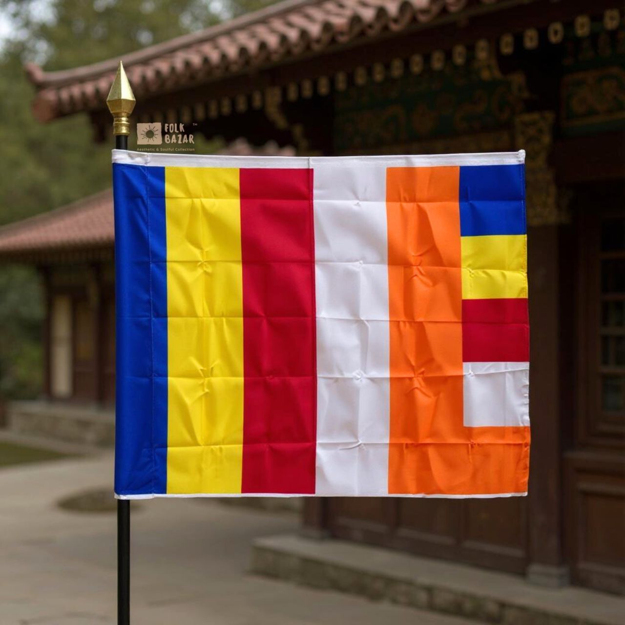 Swiss Satin Buddhist Flag