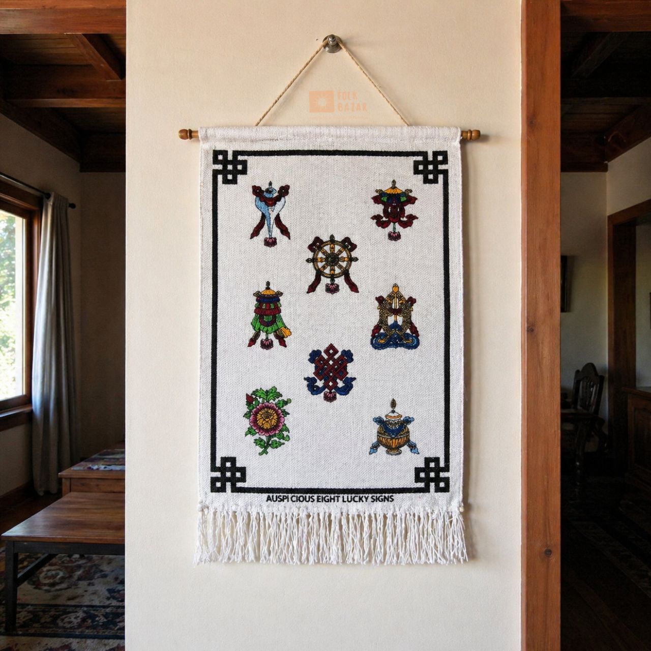 Eight Lucky Signs (Jute Wall Hanging)