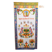 Tibetan Buddhist Eight Lucky Signs Printed Cotton Door Curtain