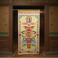 Tibetan Buddhist Eight Lucky Signs Printed Cotton Door Curtain