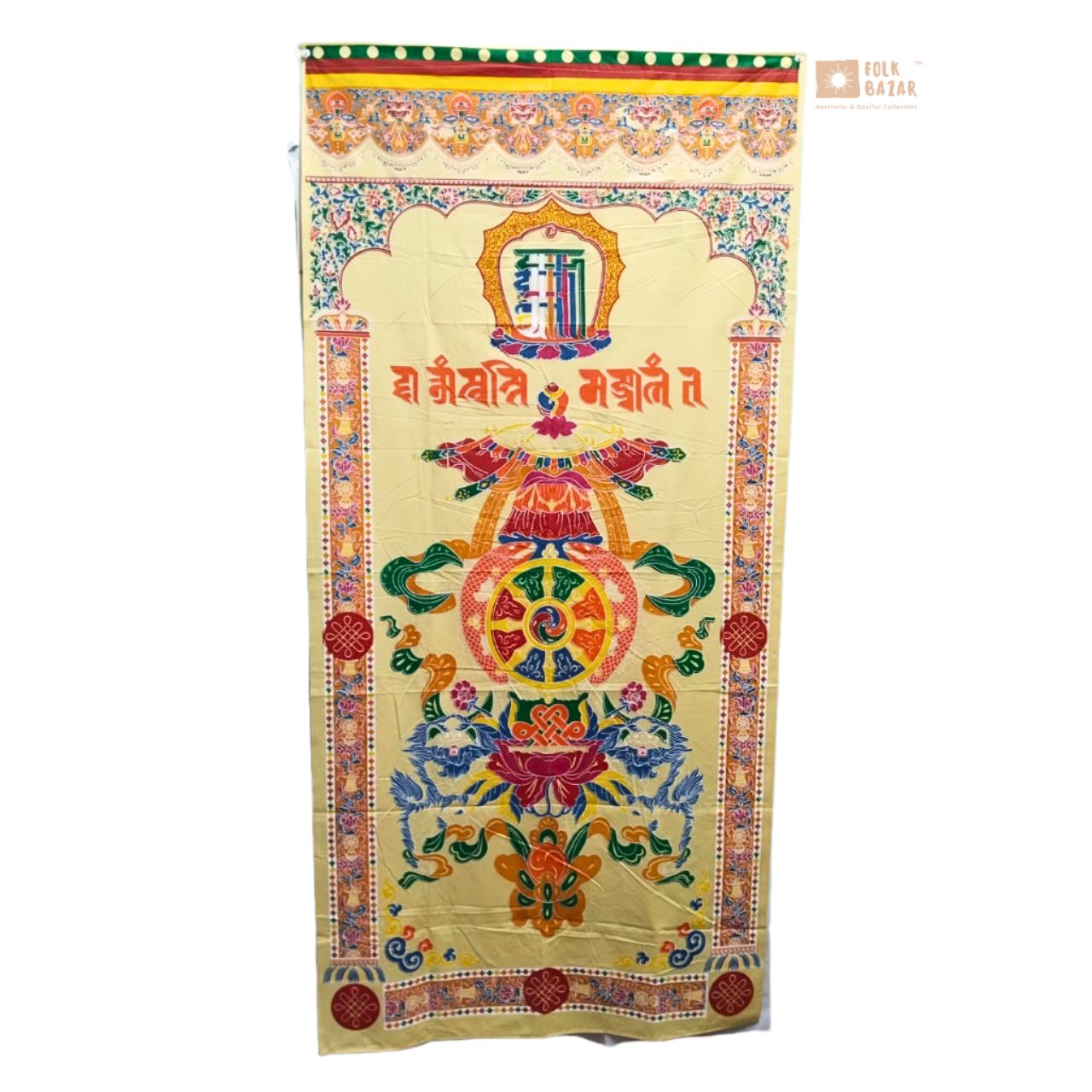 Tibetan Buddhist Eight Lucky Signs Printed Cotton Door Curtain