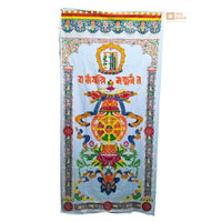Tibetan Buddhist Eight Lucky Signs Printed Cotton Door Curtain