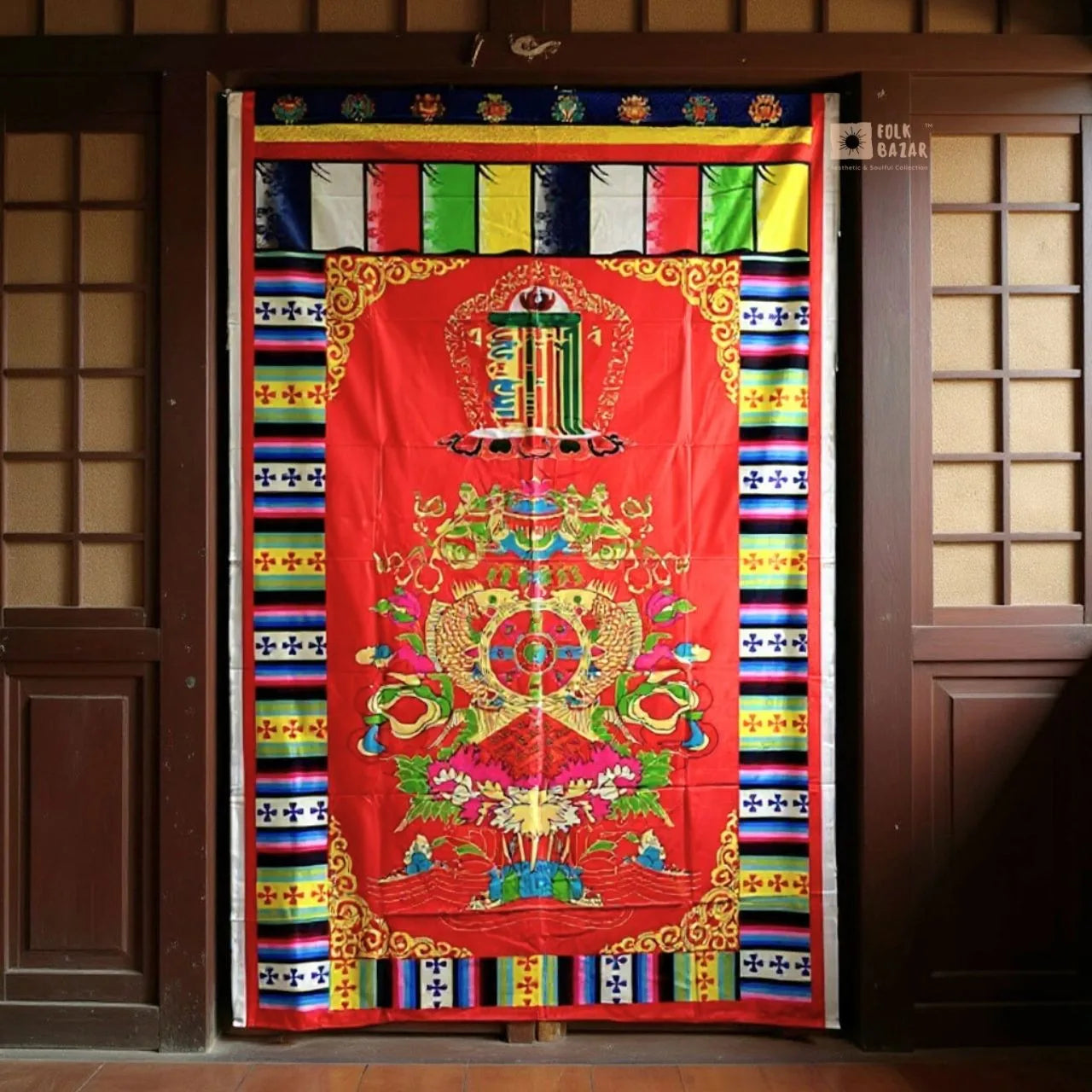Eight Lucky Signs Printed  Door Curtain