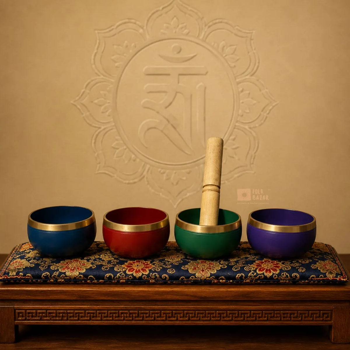Tibetan Colorful Singing Bowl Set