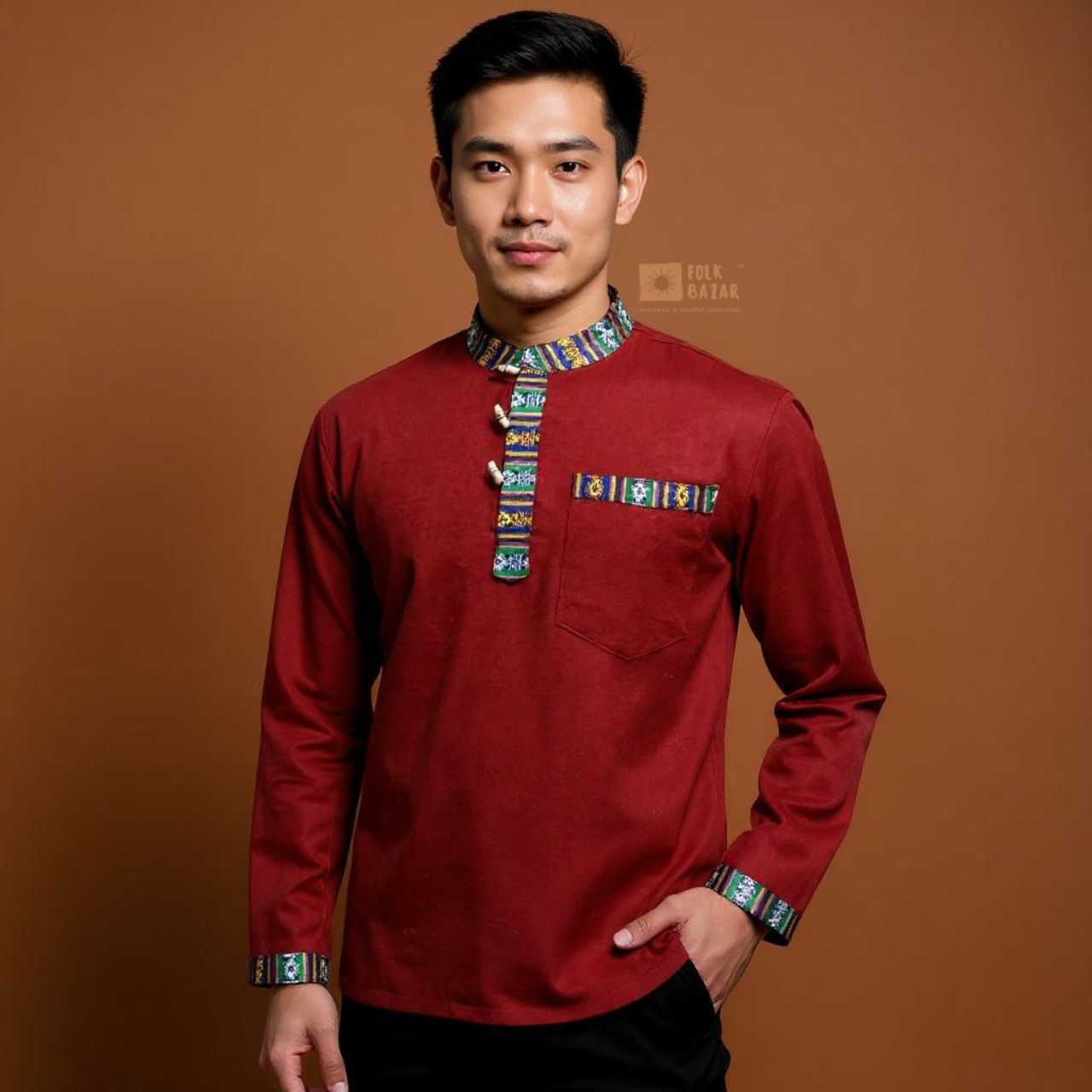 Unisex Cotton Kurta - Maroon