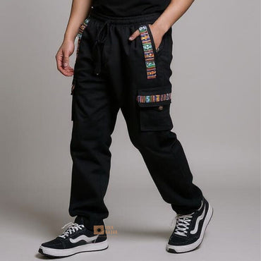 Unisex Cotton Joggers - Black (with Cargo pockets)