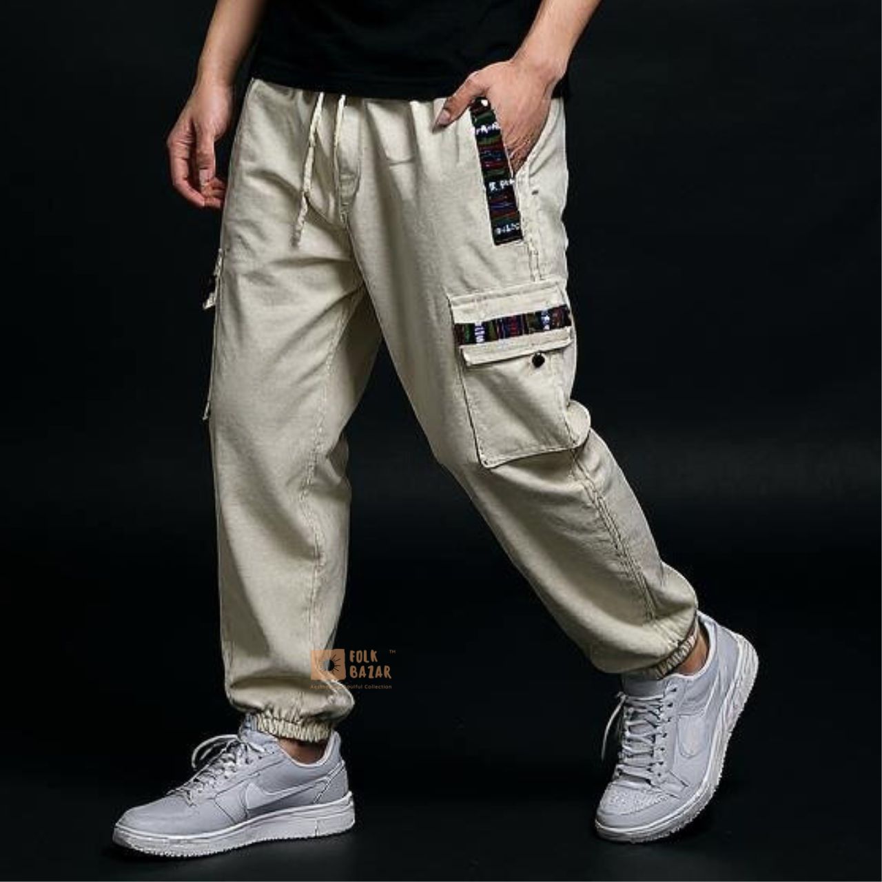 Unisex Cotton Joggers - Grey (with Cargo pockets)