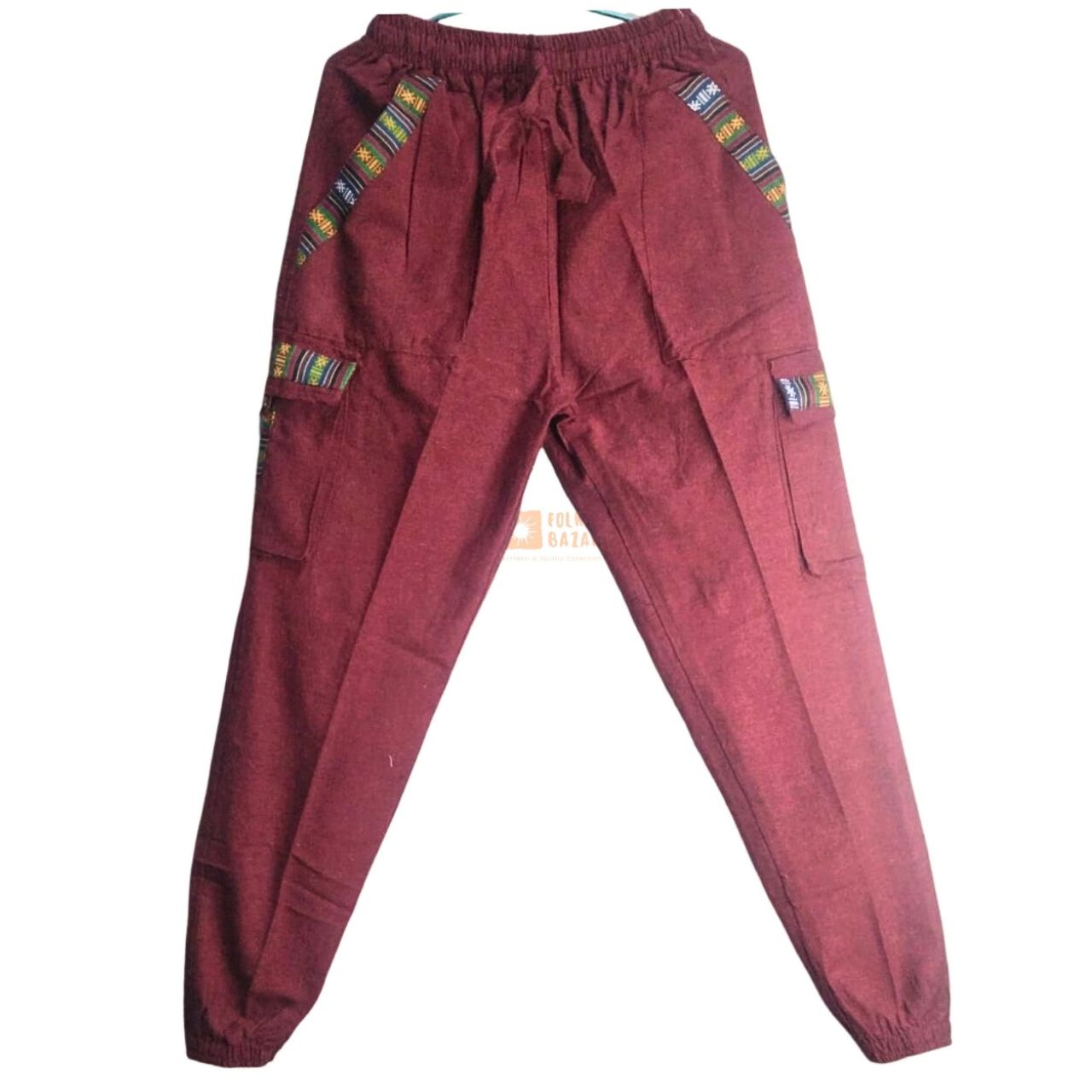 Unisex Cotton Joggers - Maroon (with Cargo pockets)