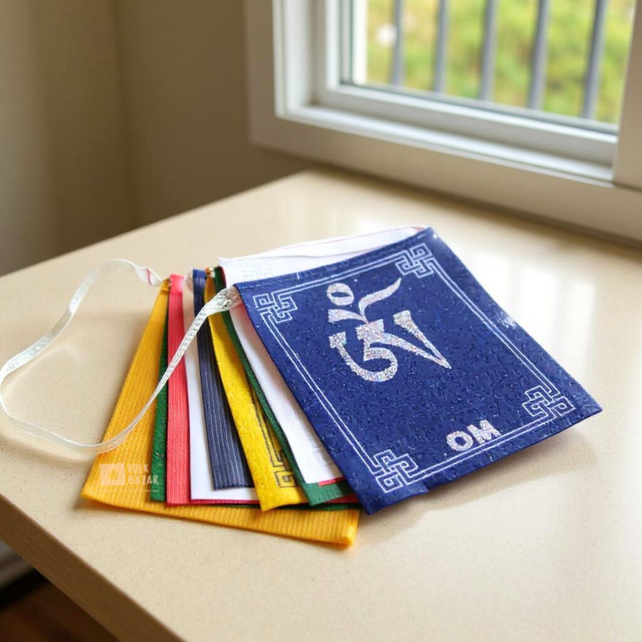 Velvet Om mani padme hum printed Prayer Flag (for Car/ Doors)