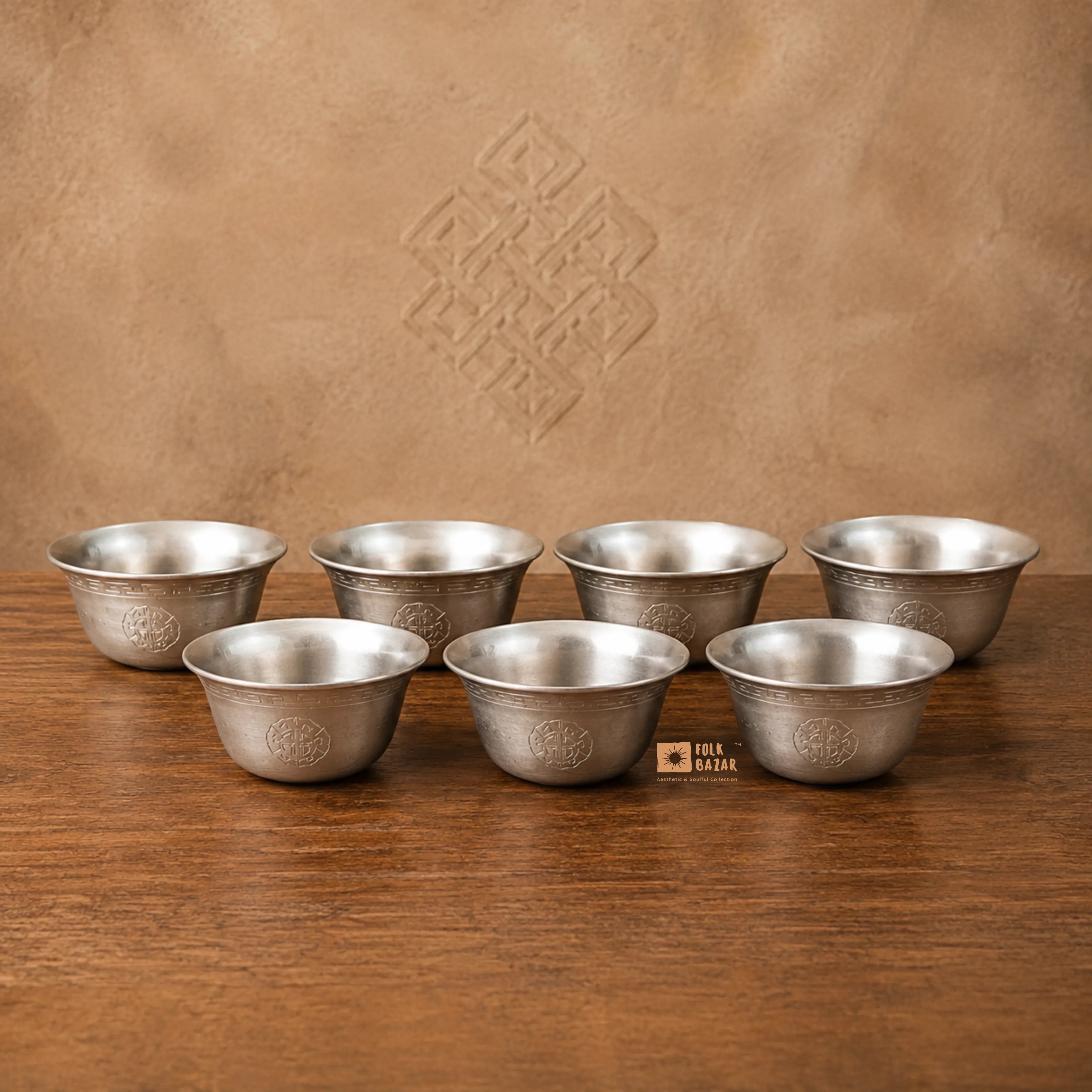 White Metal  Ting (Offering bowl) (Set of 7)