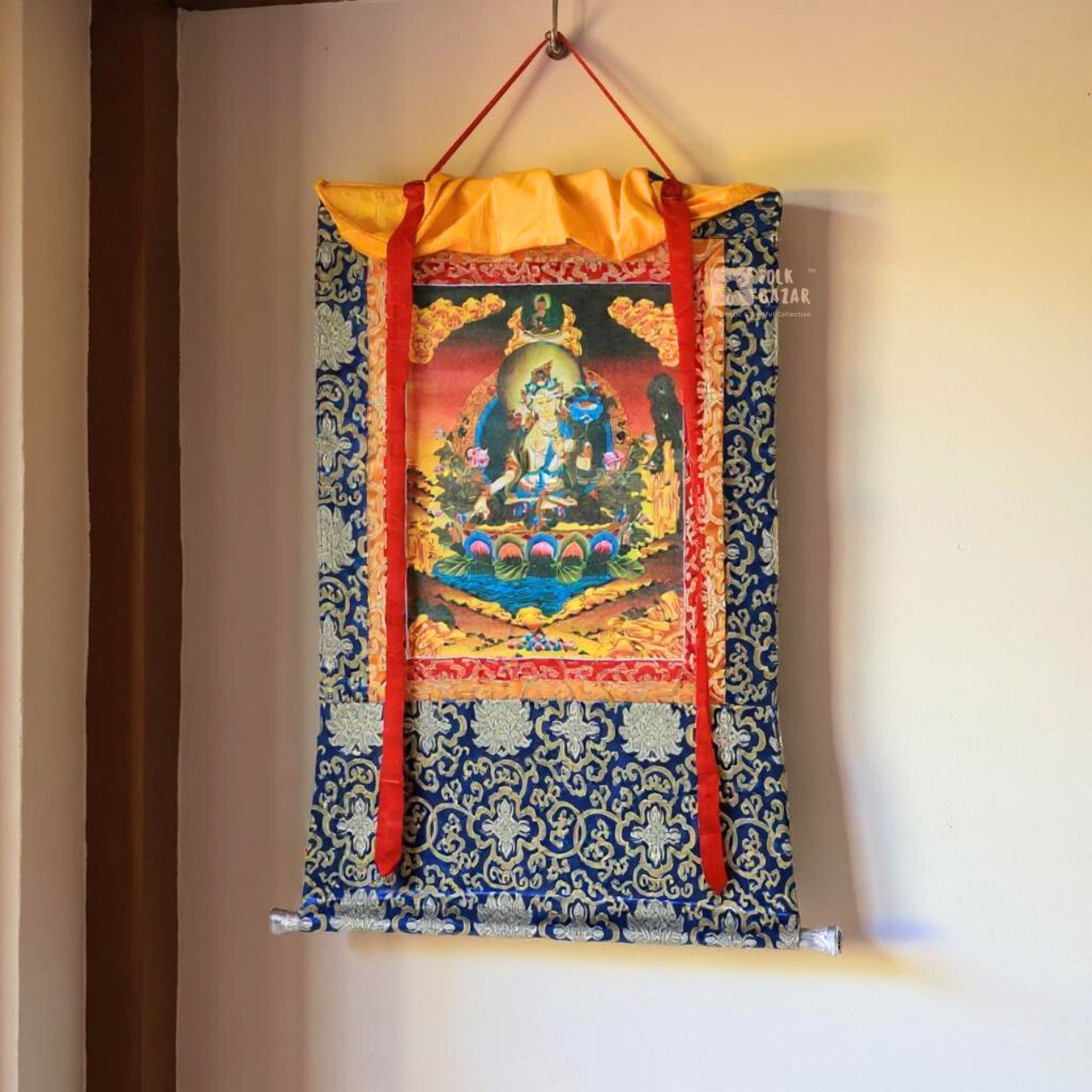White Tara - Brocade Computer Canvas Printed Thangka