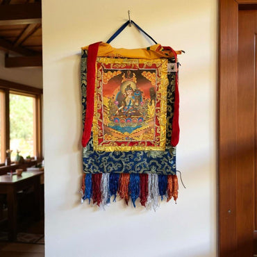 White Tara - Brocade Computer Canvas Printed Thangka