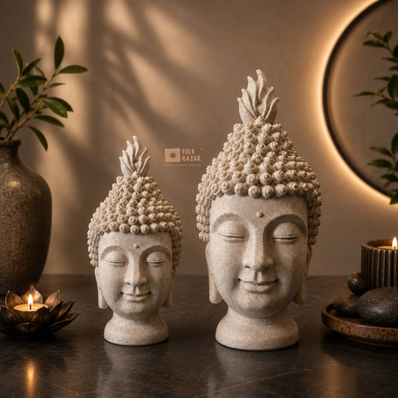 Zen Buddha Head Decor