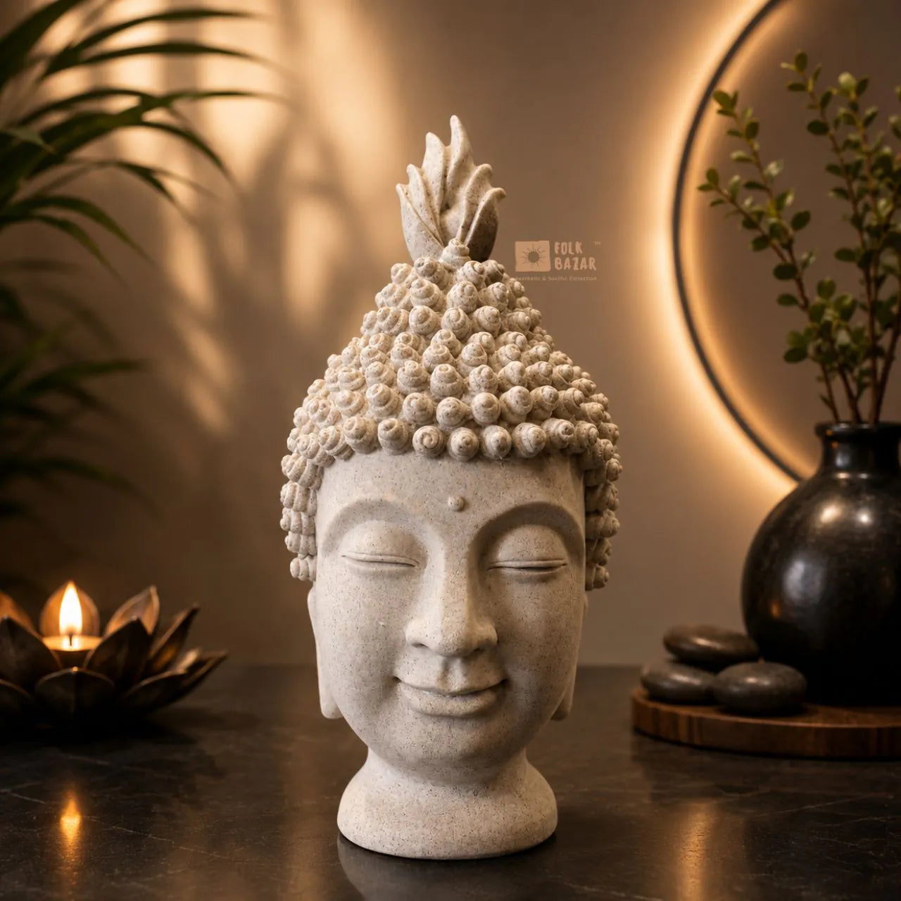 Zen Buddha Head Decor
