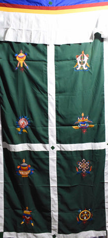 Tibetan Buddhist Eight Lucky Signs Embroidered Silky Door Curtain