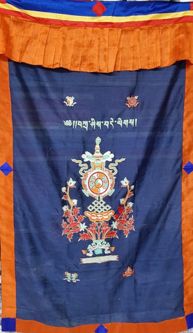 Tibetan Buddhist Raw Silk combined Eight Lucky Signs Door Curtain