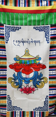 Tibetan Buddhist Eight Lucky Signs Jute Door Curtain