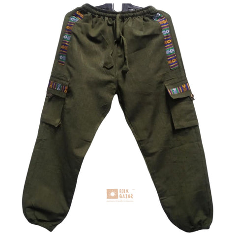 Cotton Joggers - Green (with Cargo pockets)